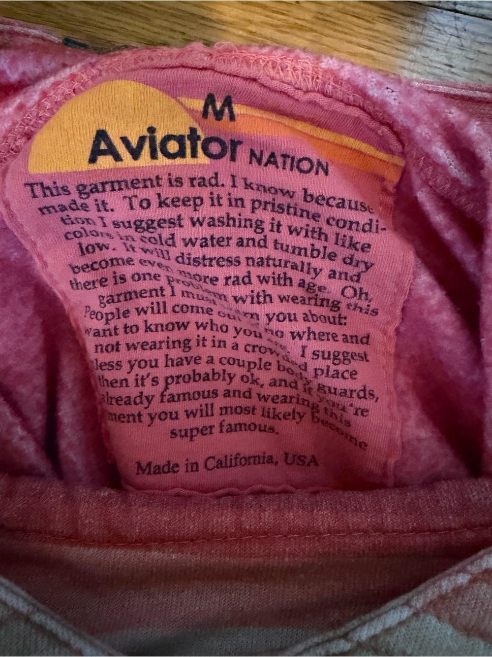Aviator Nation Pink Serape Stripe Ninja Pullover Hoodie Size M - Picture 7 of 7